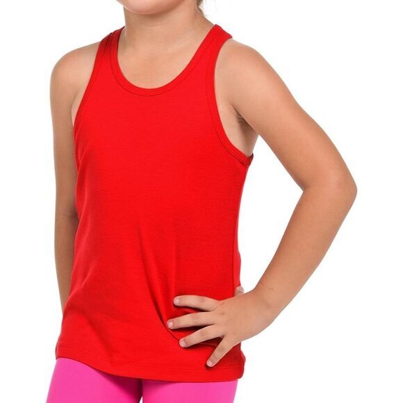 Girl's Red Racerback Tank Top Size 5/6 Wide Strap Soft Comfortable Fit Cotton - Picture 1 of 5